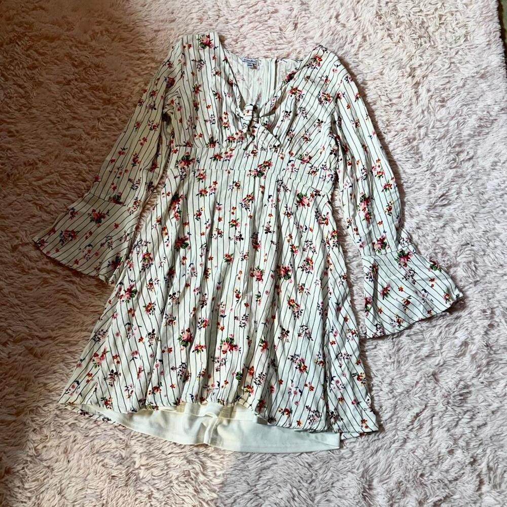 Floral Feminine‎ Whimsical Coquette Twee Peasant Fairy Core Flare Sleeve Dress